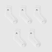 Mid Crew Socks 5 Pack | White