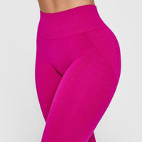 Effortless Seamless Leggings with White Logo | Fuchsia