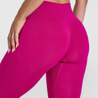 Effortless Seamless Leggings with White Logo | Fuchsia