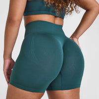 Effortless Seamless Shorts with White Logo | Marine Teal