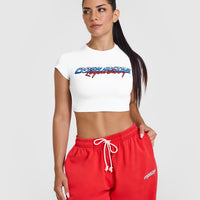 Vintage Open Back Crop T-Shirt with Graphic | White