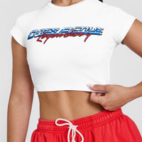 Vintage Open Back Crop T-Shirt with Graphic | White