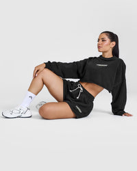 Raw Lounge Crop Sweatshirt with Graphic | Washed Black