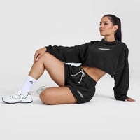 Raw Lounge Crop Sweatshirt with Graphic | Washed Black