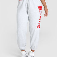 Lightweight Joggers with Red Graphic | Light Grey Marl