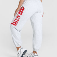 Lightweight Joggers with Red Graphic | Light Grey Marl