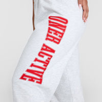 Lightweight Joggers with Red Graphic | Light Grey Marl