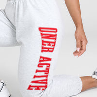 Lightweight Joggers with Red Graphic | Light Grey Marl