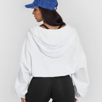 Raw Lounge Oversized Zip Through Hoodie with Graphic | White
