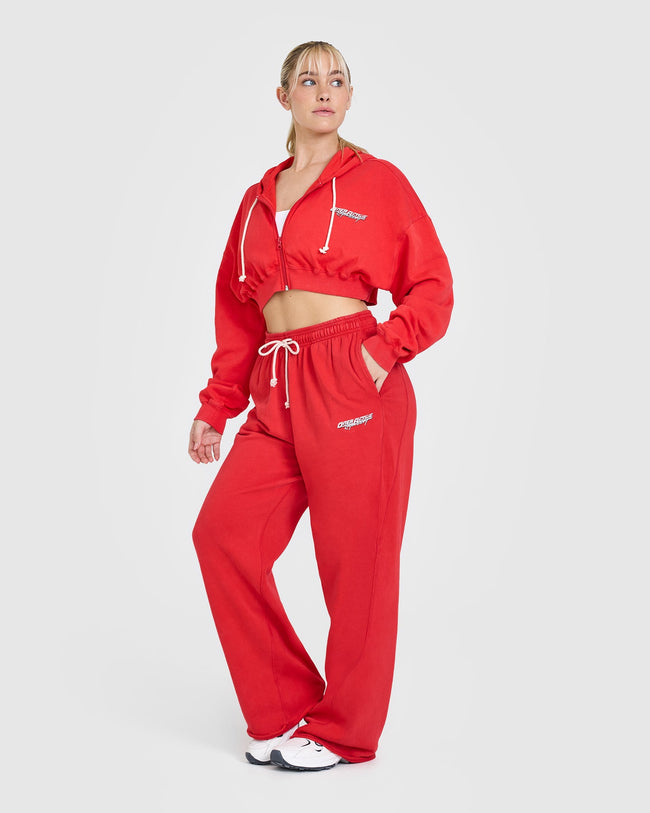 Raw Lounge Wide Leg Joggers with Graphic | Muscle Mommy Red