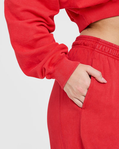 Raw Lounge Wide Leg Joggers with Graphic | Muscle Mommy Red