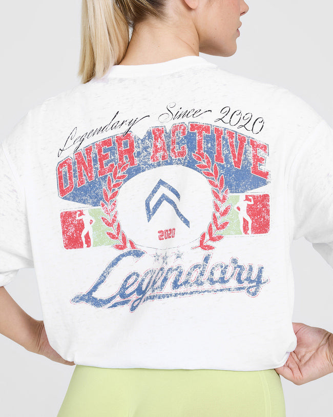 Legendary Graphic Print Washed T-Shirt | White