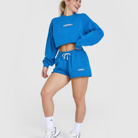 Raw Lounge Oversized Shorts with Graphic | Retro Blue