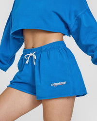 Raw Lounge Oversized Shorts with Graphic | Retro Blue