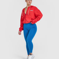 Raw Lounge Oversized Zip Through Hoodie with Graphic | Muscle Mommy Red