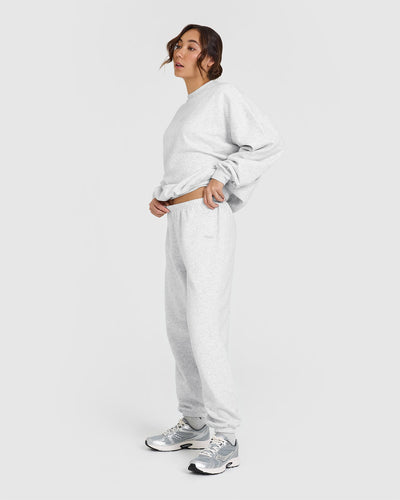 Mid Weight Joggers | Light Grey Marl
