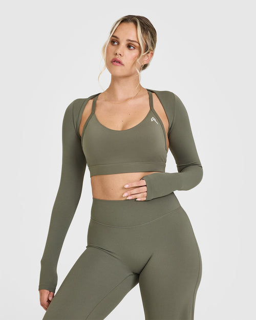 Oner Modal SoftMotion™ Long Sleeve Shrug with White Logo | Alpine Green