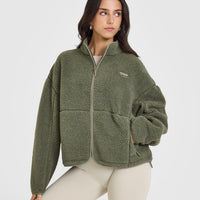 Zip Through Fleece Jacket | Alpine Green