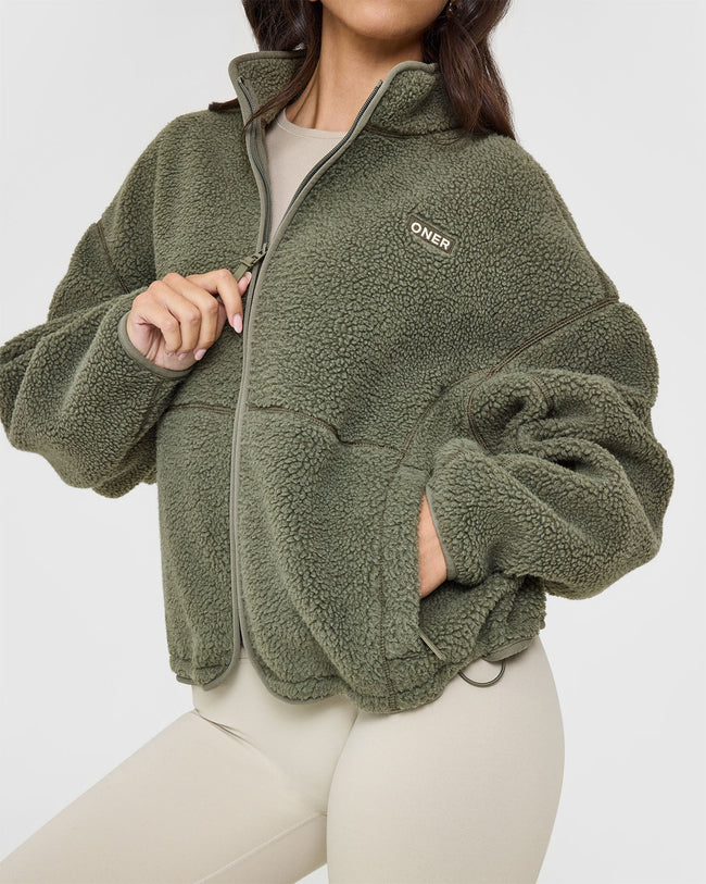 Zip Through Fleece Jacket | Alpine Green