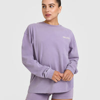 Oversized Graphic Washed Long Sleeve Top | Soft Purple