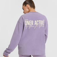 Oversized Graphic Washed Long Sleeve Top | Soft Purple