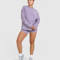 Oversized Graphic Washed Long Sleeve Top | Soft Purple