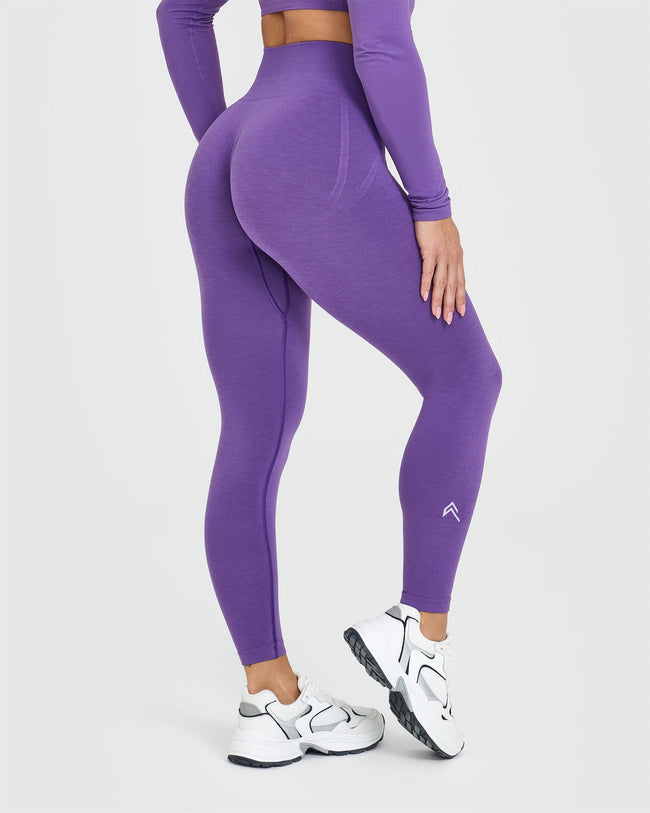 Effortless Seamless Leggings with White Logo | Iris Purple