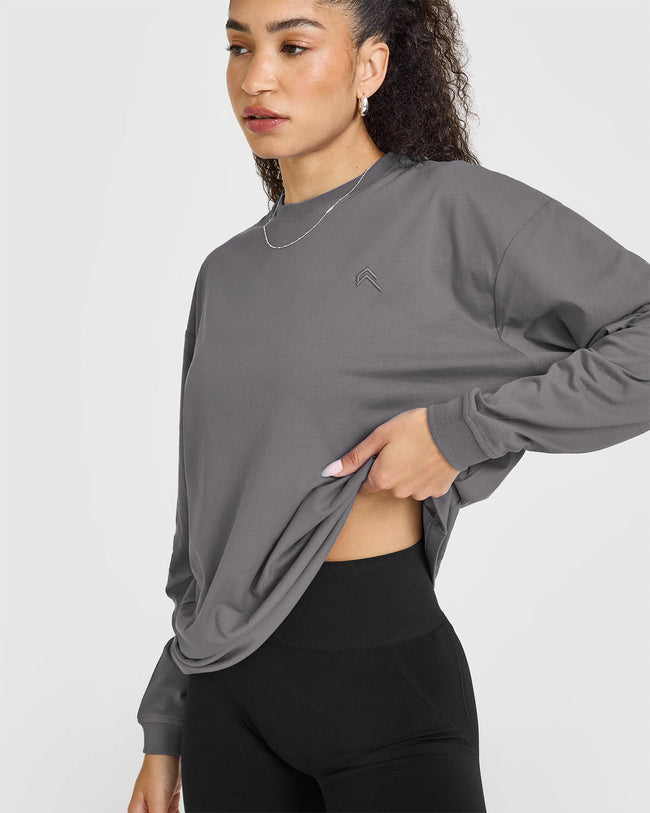 Classic Oversized Lightweight Long Sleeve Top | Ash Grey