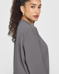 Classic Oversized Lightweight Long Sleeve Top | Ash Grey