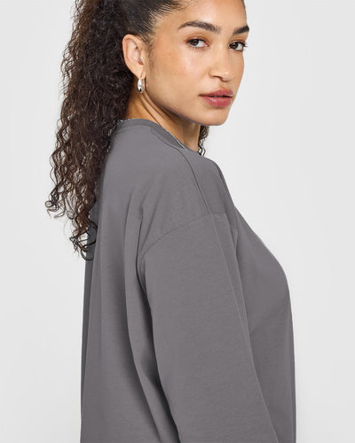 Classic Oversized Lightweight Long Sleeve Top | Ash Grey