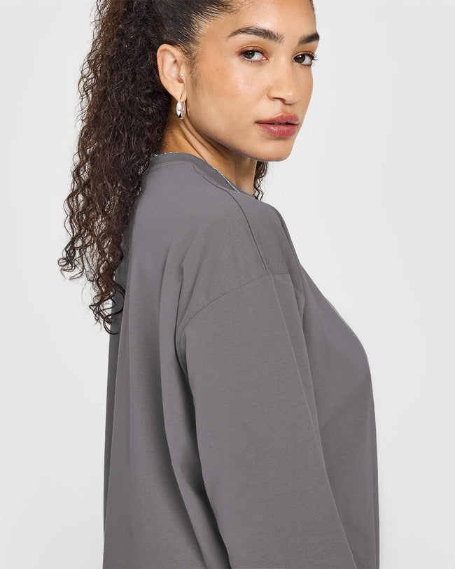 Classic Oversized Lightweight Long Sleeve Top | Ash Grey