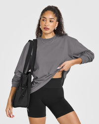 Classic Oversized Lightweight Long Sleeve Top | Ash Grey