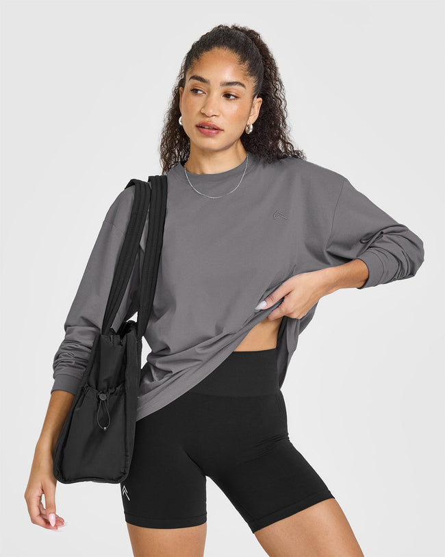 Classic Oversized Lightweight Long Sleeve Top | Ash Grey