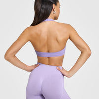 EasyLift™ Halter Bralette with White Logo | Wisteria Purple