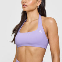 EasyLift™ Halter Bralette with White Logo | Wisteria Purple