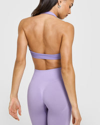EasyLift™ Halter Bralette with White Logo | Wisteria Purple