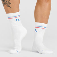 Icon Crew Socks 1 Pack | White/Sweet Red/Oasis Blue