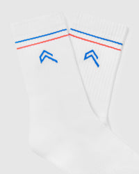 Icon Crew Socks 1 Pack | White/Sweet Red/Oasis Blue
