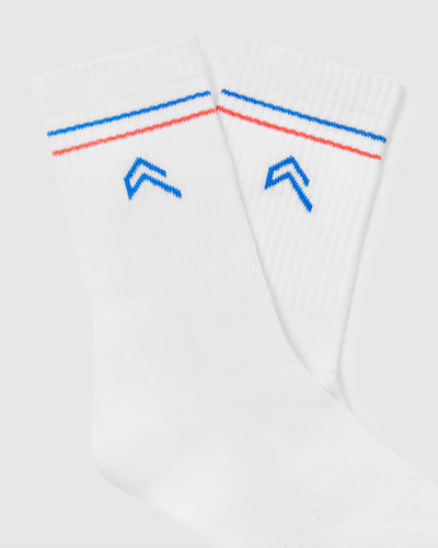 Icon Crew Socks 1 Pack | White/Sweet Red/Oasis Blue