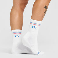 Icon Crew Socks 1 Pack | White/Sweet Red/Oasis Blue