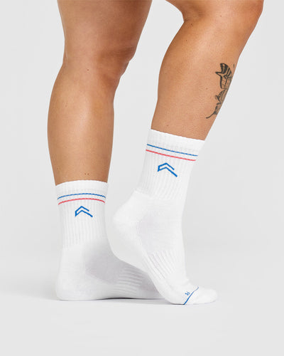 Icon Crew Socks 1 Pack | White/Sweet Red/Oasis Blue