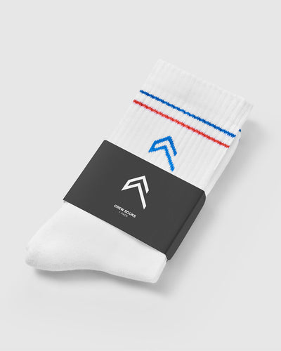 Icon Crew Socks 1 Pack | White/Sweet Red/Oasis Blue