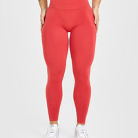 Effortless Seamless Leggings with White Logo | Sweet Red
