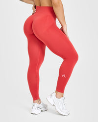Effortless Seamless Leggings with White Logo | Sweet Red