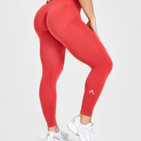 Effortless Seamless Leggings with White Logo | Sweet Red