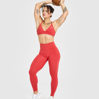 Effortless Seamless Leggings with White Logo | Sweet Red