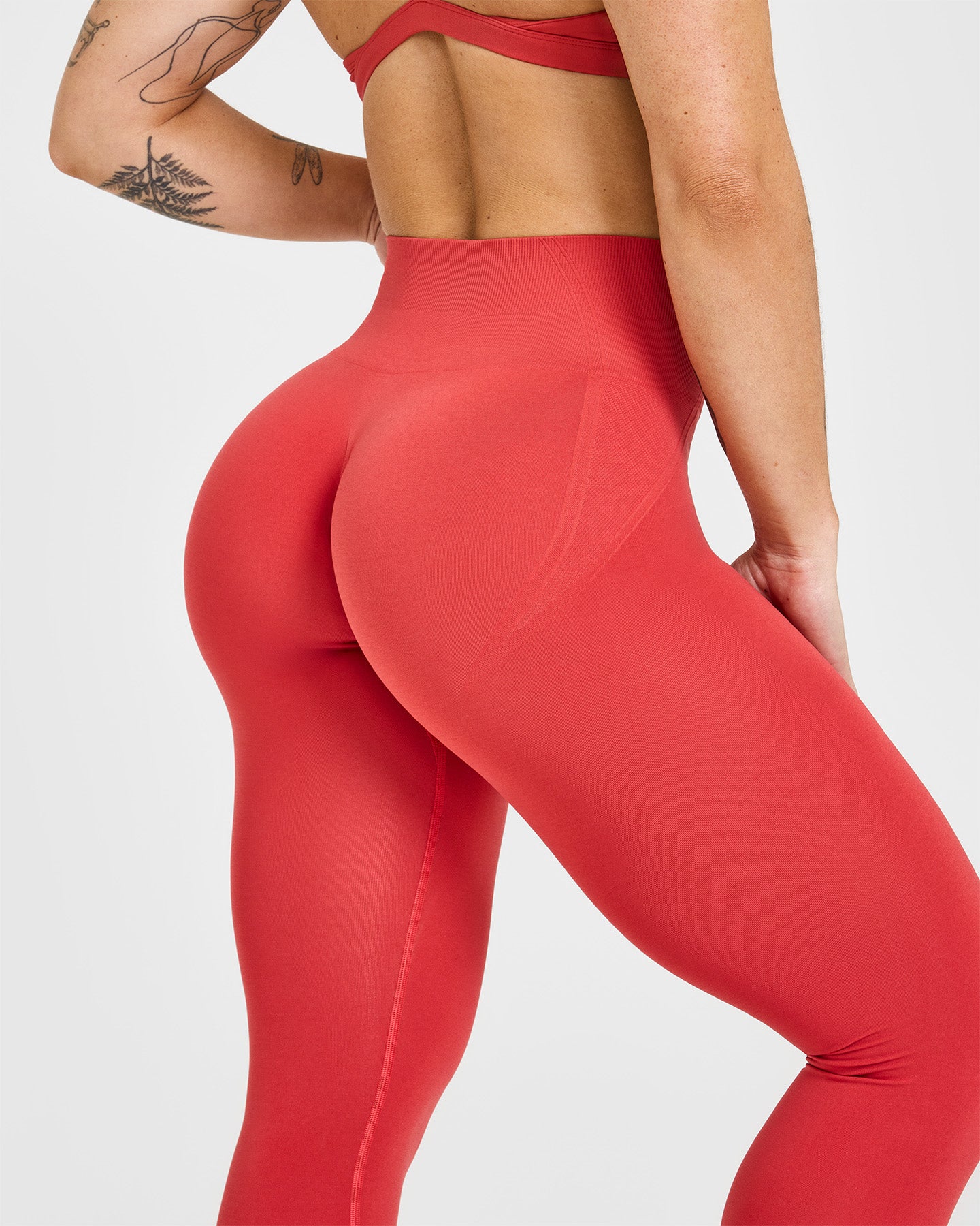 Effortless Seamless Leggings with White Logo | Sweet Red