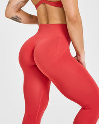 Effortless Seamless Leggings with White Logo | Sweet Red