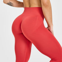 Effortless Seamless Leggings with White Logo | Sweet Red