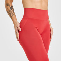 Effortless Seamless Leggings with White Logo | Sweet Red